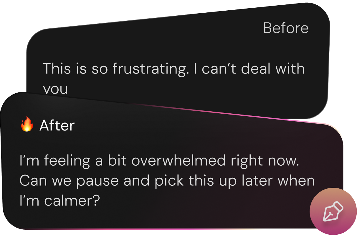 Before and after response rewrite with Say It Right